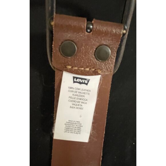 Levi’s Brown Leather Floral Embroidered Belt 36 Genuine Cowhide - Picture 5 of 13